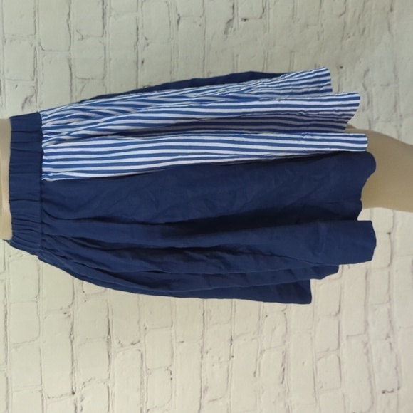 J. CREW J Crew Collection Midi Skirt Blue White Linen Block Stripe 00 - Picture 5 of 9